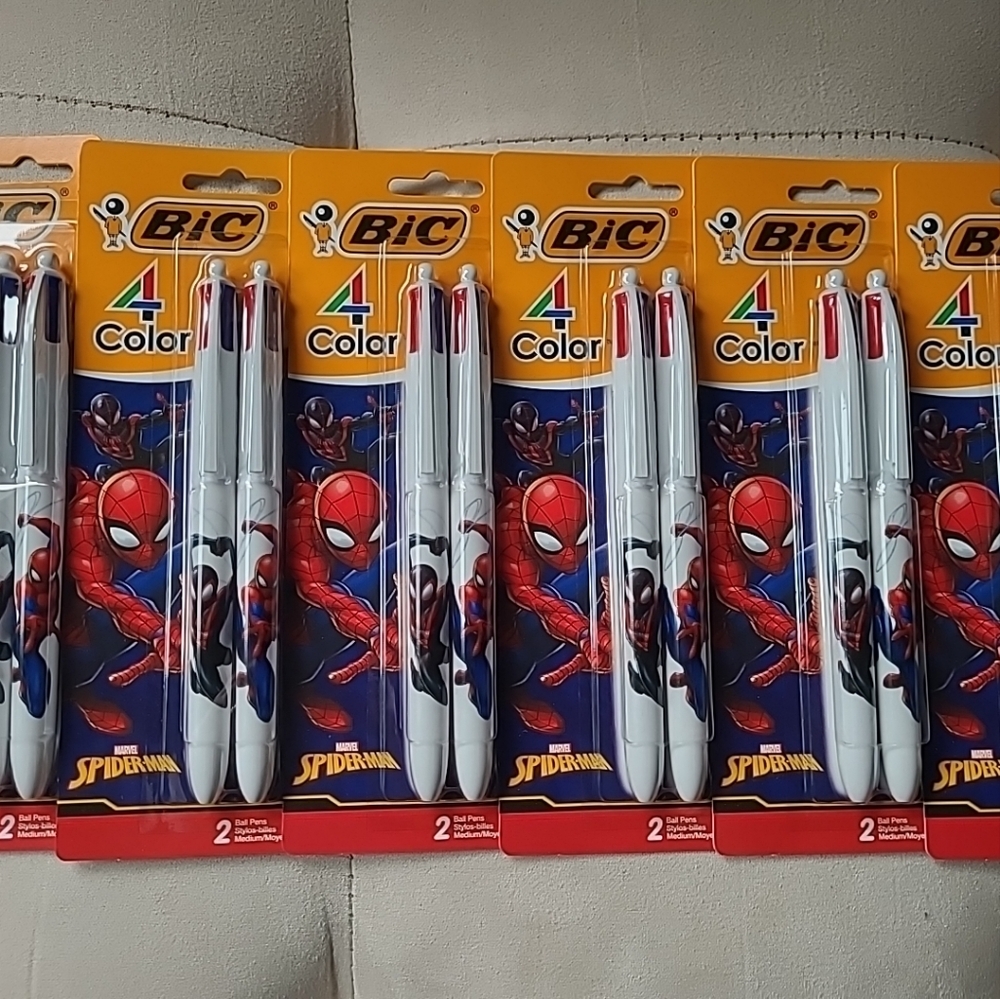 BIC 4-Color Spider-Man Multi-Color Ballpoint Pen - White 6 Sealed Packs